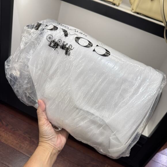 Coach Woven Leather Swing Tote Carryall Shoulder CBF83 Black - Picture 14 of 16